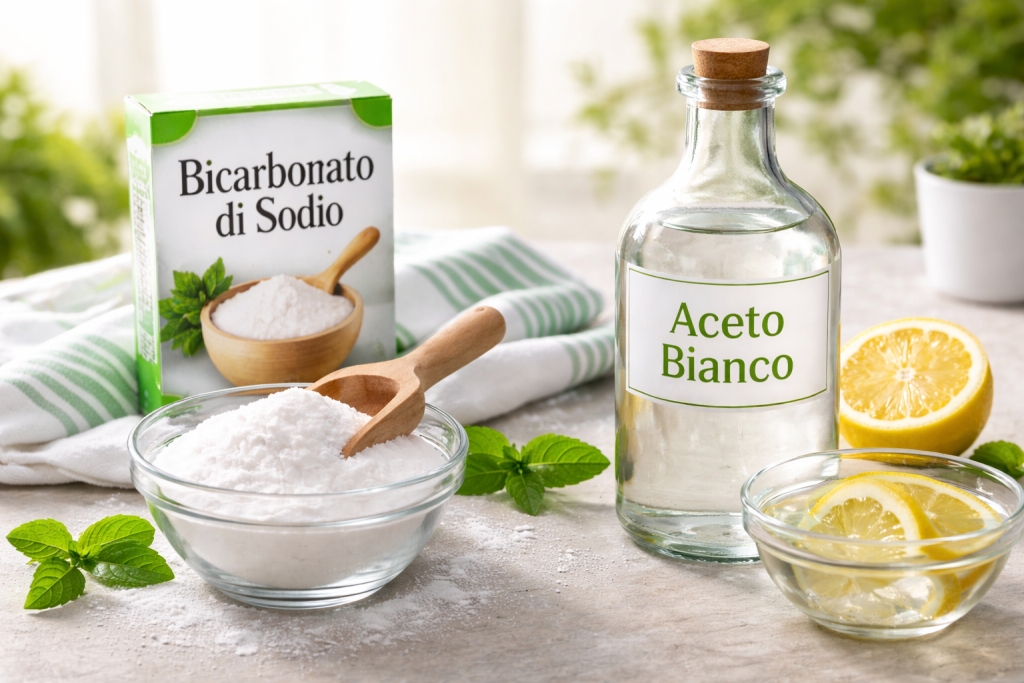 Bicarbonato di sodio e aceto bianco