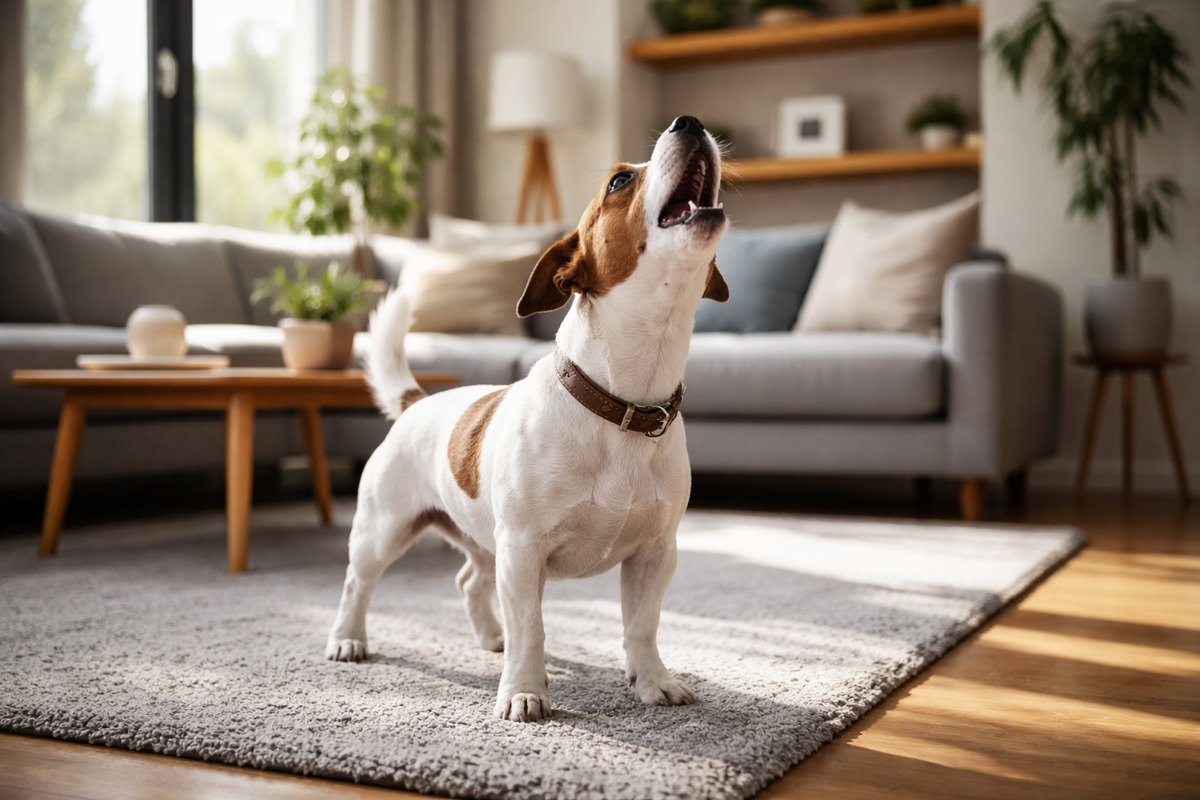 cane jack russell che ulula in casa