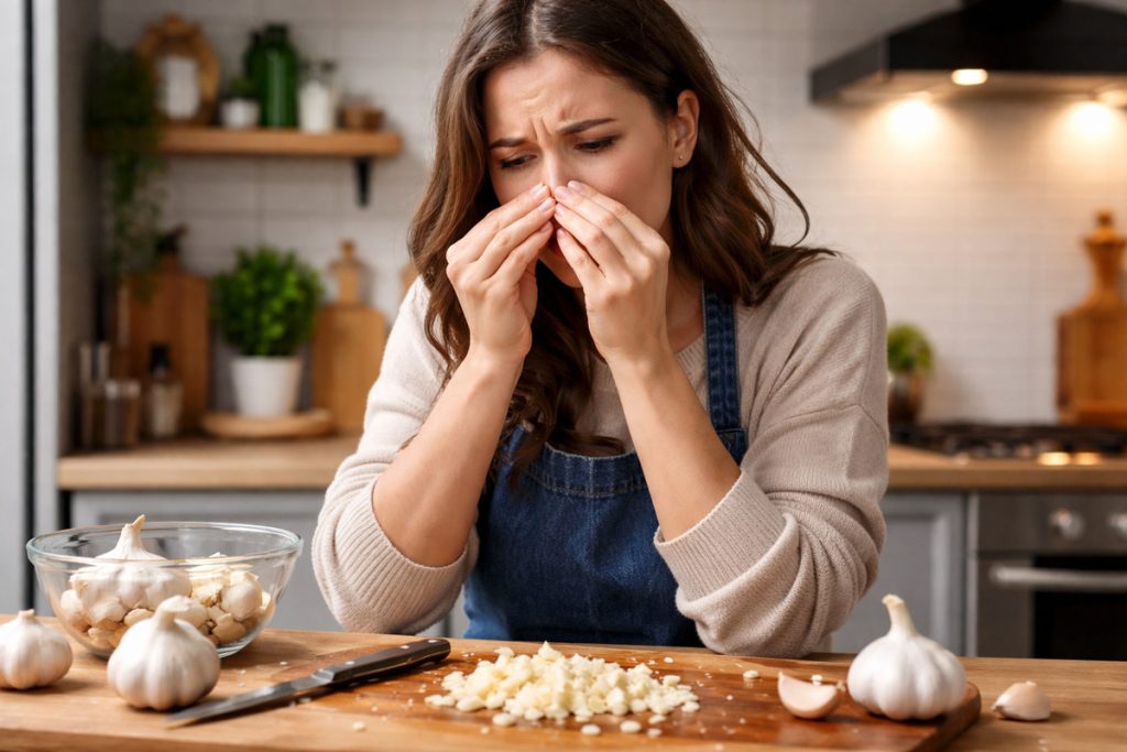 Odore di aglio sulle mani che non va via: il trucco dell’acciaio lo elimina in 30 secondi cattivo odore di aglio sulle mani