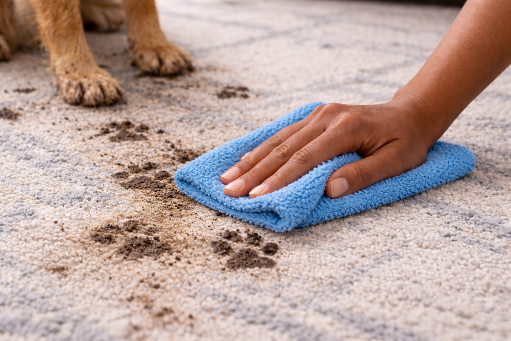 Macchie di fango con le impronte del cane