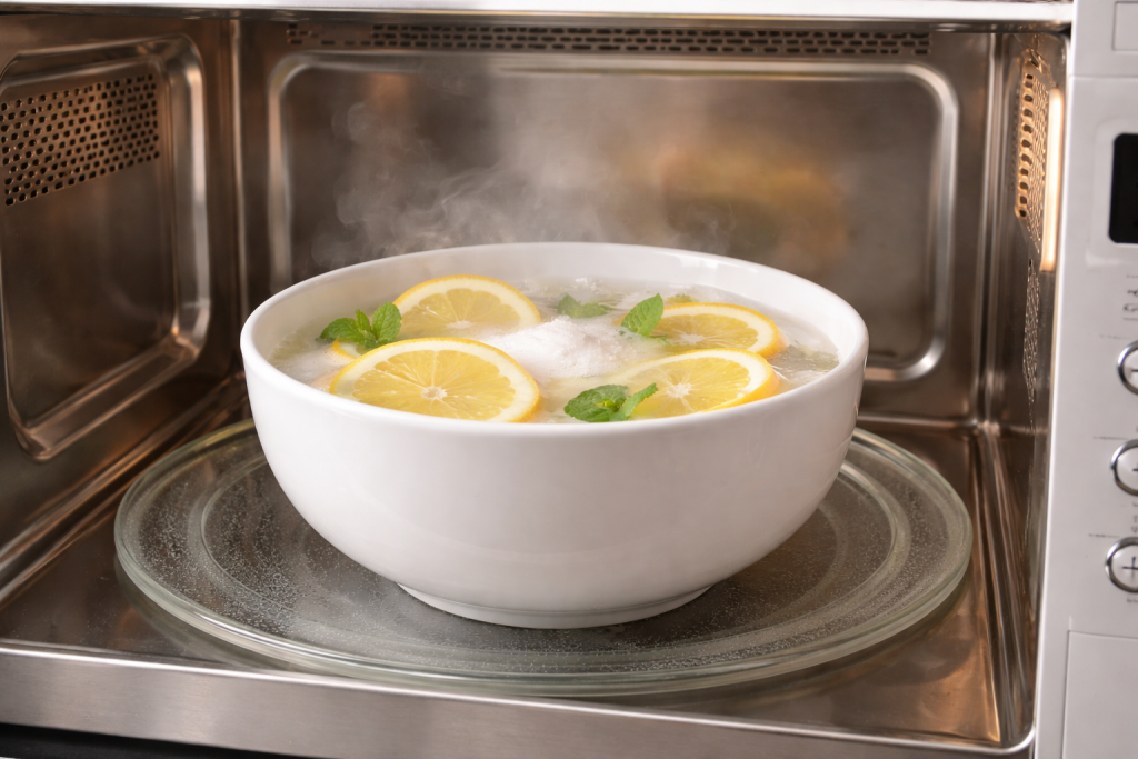Una ciotola con acqua, bicarbonato e acqua