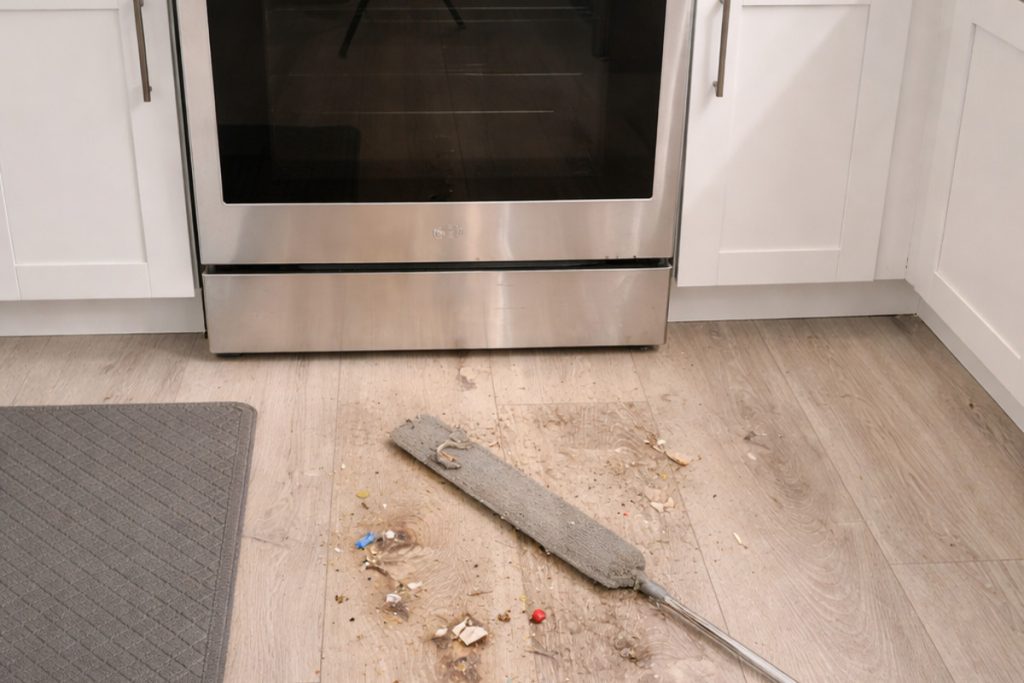 Così è davvero facile: il modo per pulire sotto mobili ed elettrodomestici senza spostarli pulire sporco sotto cucina