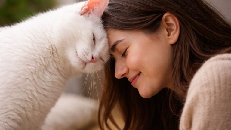 Perché il tuo gatto ti dà le testate: il significato nascosto di questo gesto d’amore Un gatto che strofina la testa sulla sua padrona (fonte: comeconservare.it)