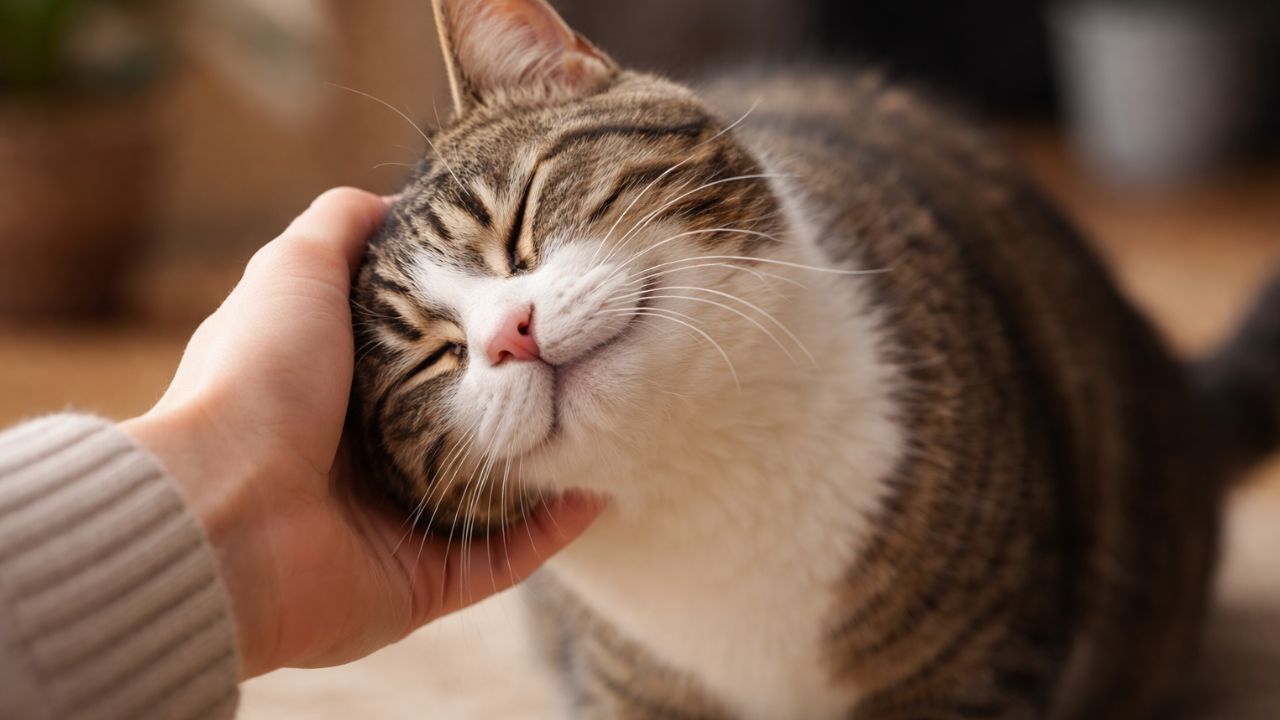 Un gatto che strofina la testa sulla mano del suo padrone (fonte: comeconservare.it)