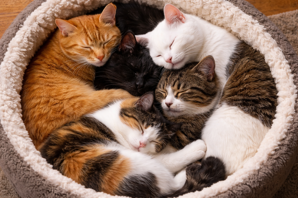 Il colore del pelo del tuo gatto rivela il suo carattere? Ecco cosa dice la scienza Gatti che dormono insieme (fonte: comeconservare.it)