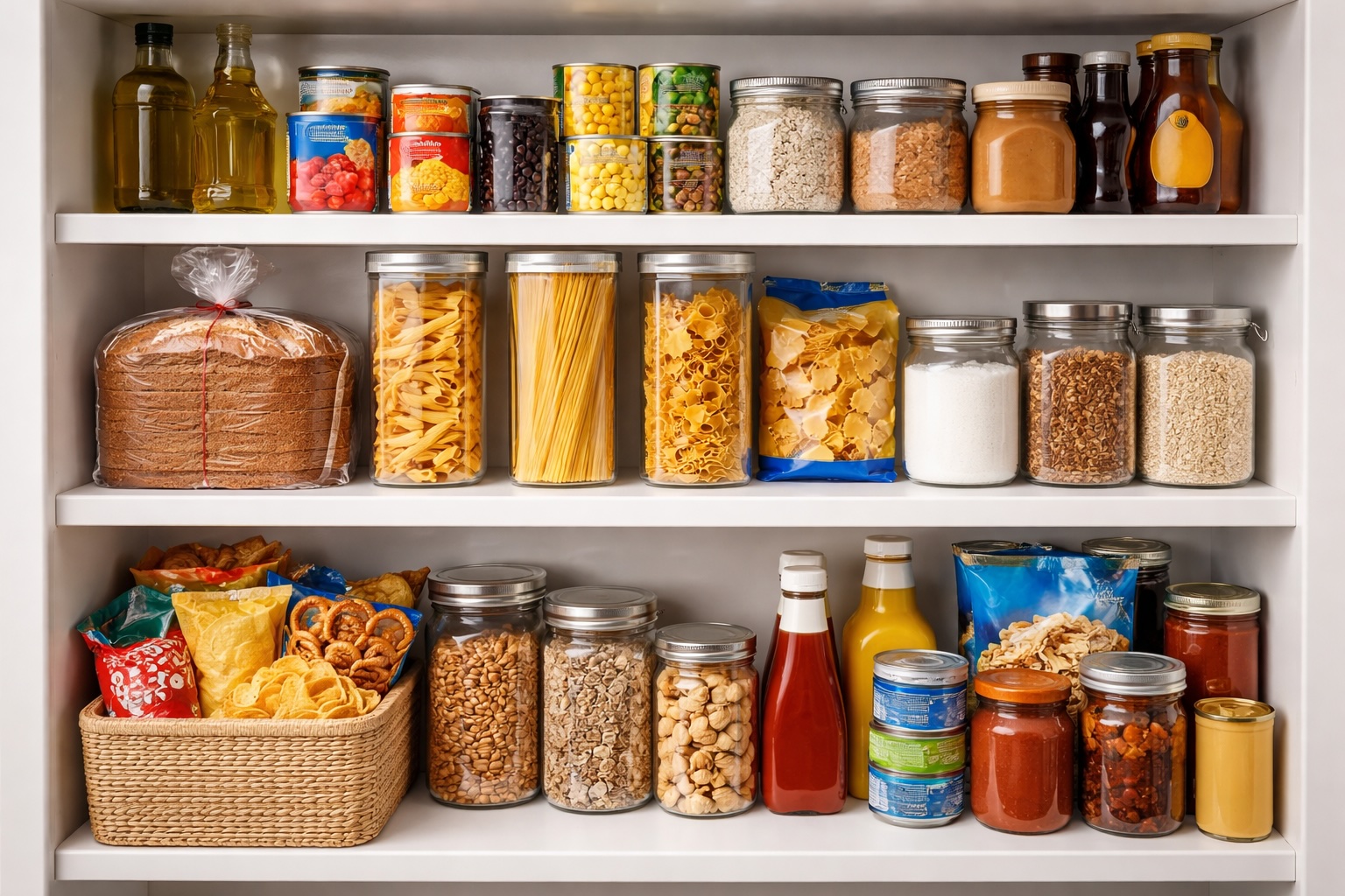Una dispensa piena di alimenti (fonte: Comeconservare.it)