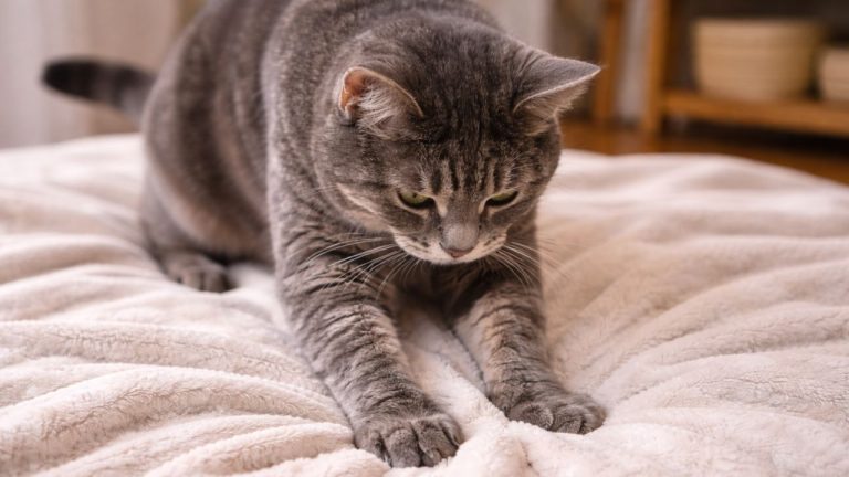 Perché il gatto fa la pasta su di te: cosa ti sta dicendo davvero con le zampe Un gatto grigio che fa il pane (fonte: comeconservare.it)