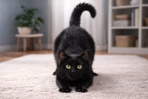 Un gatto nero pronto all'attacco (fonte: comeconservare.it)