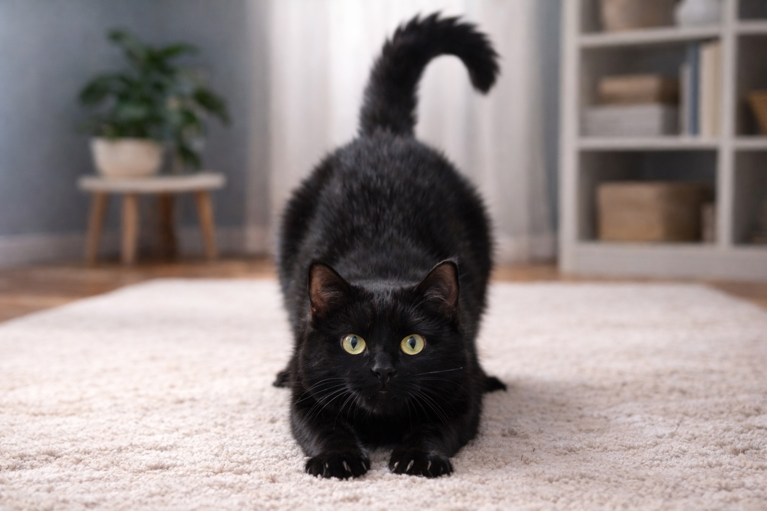 Un gatto nero pronto all'attacco (fonte: comeconservare.it)
