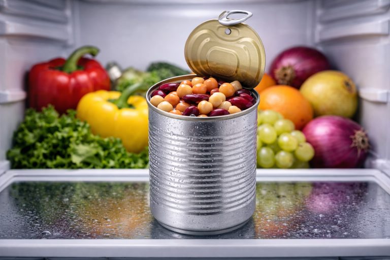 Perché non dovresti conservare il cibo nelle lattine aperte: rischi per salute e qualità degli alimenti Una lattina di legumi aperta in frigo (fonte: comeconservare.it)