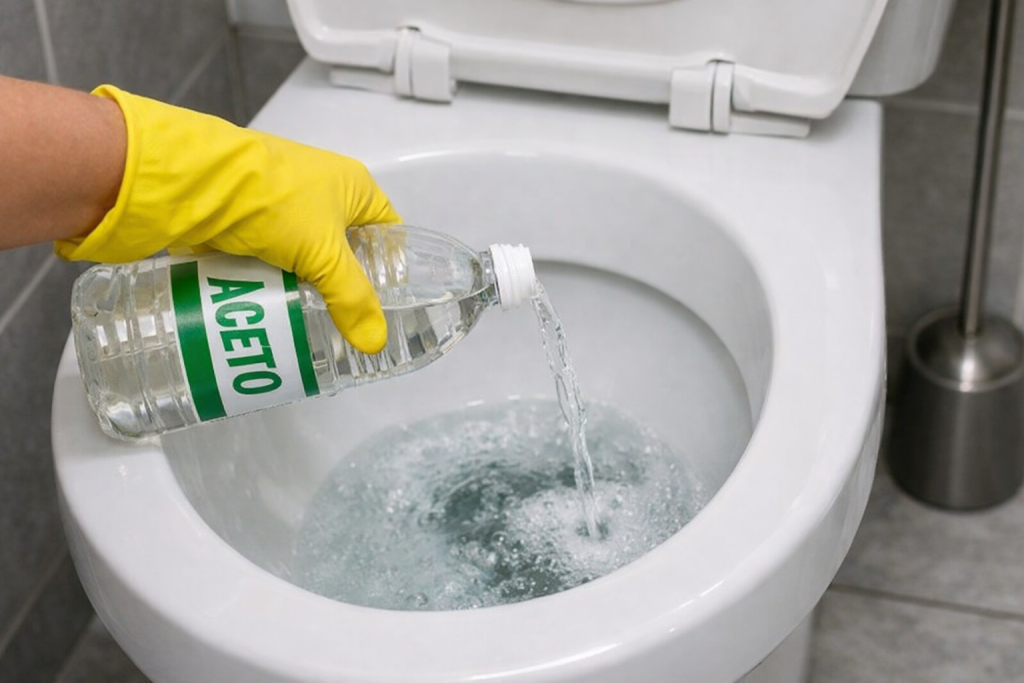 Aceto bianco nel water: il trucco da 2 euro che scioglie il calcare in 10 minuti Pulire il water con l'aceto bianco.