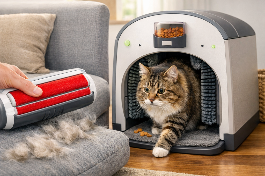 Peli di gatto ovunque? Questa cuccia li elimina mentre il micio riposa (e costa 204 euro) Cuccia levapeli per gatto