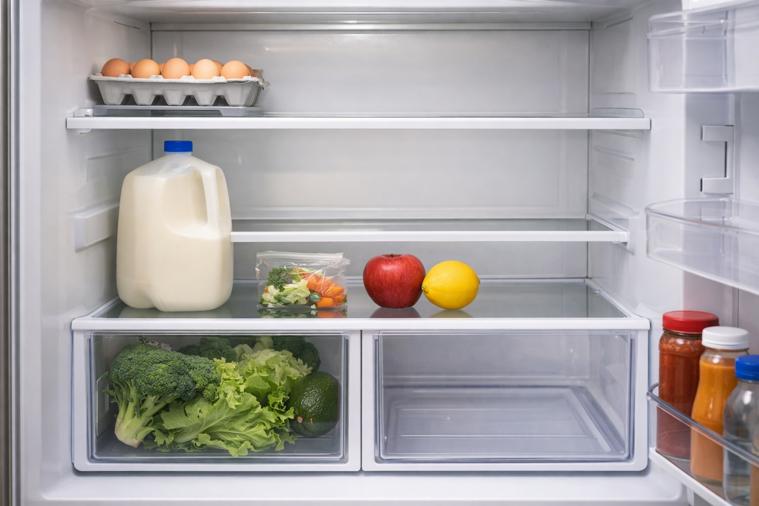 Un frigo con alcuni alimenti (fonte: Comeconservare.it)