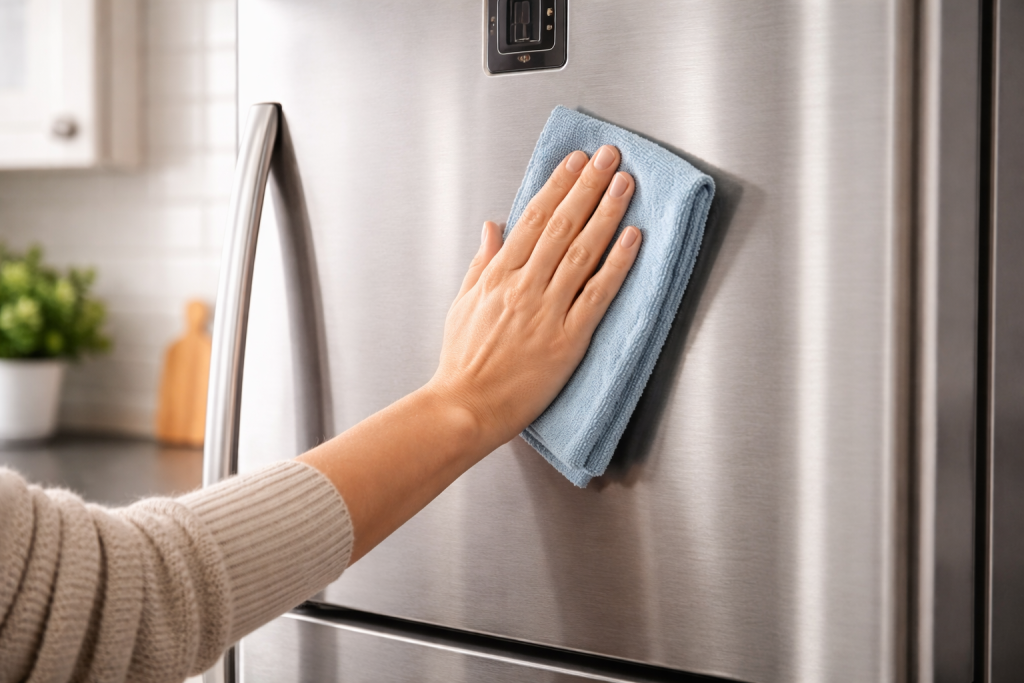 Il trucco dell’olio che rende l’inox del frigorifero uno specchio perfetto Pulire frigorifero in acciaio inox