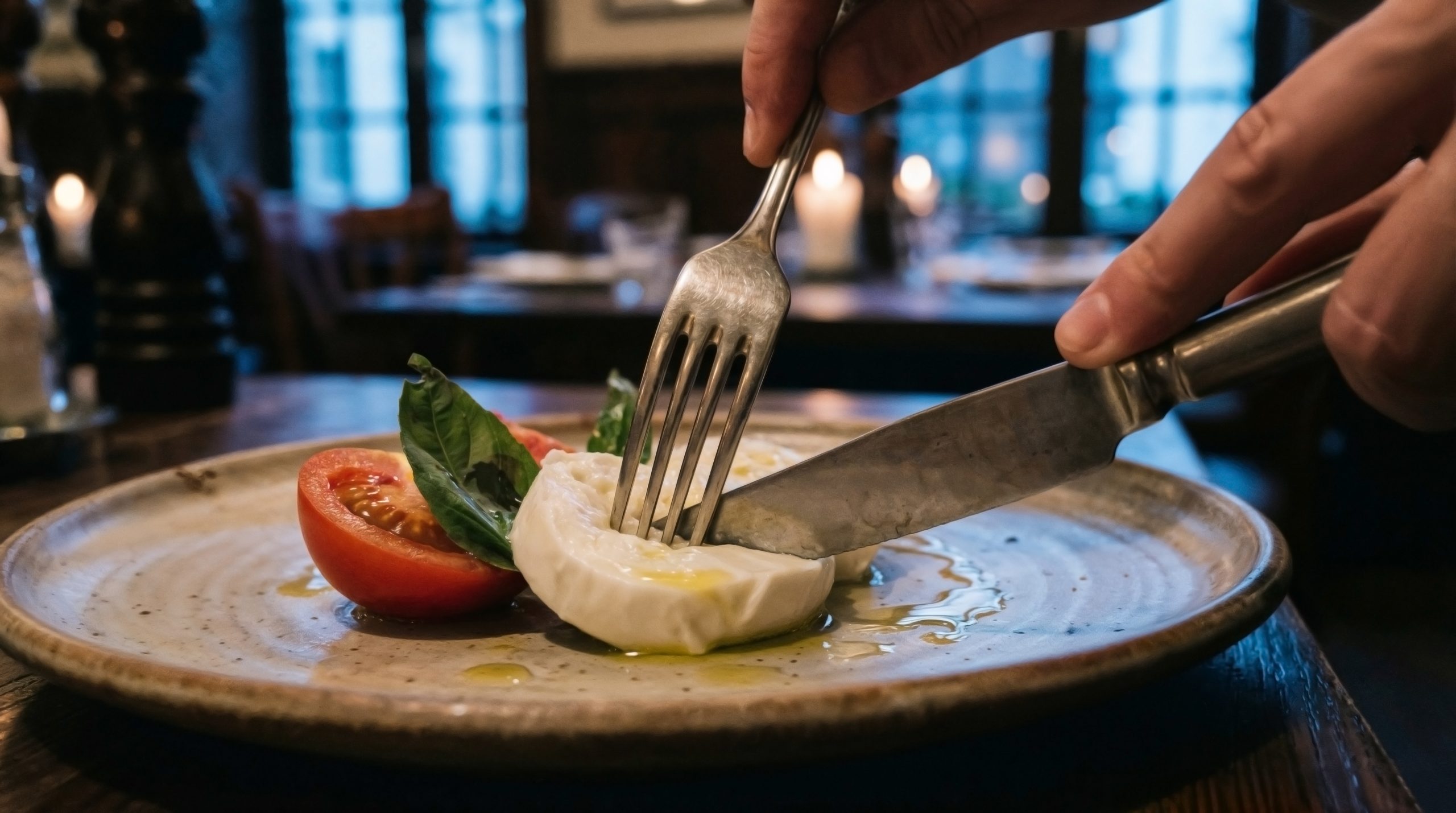 mozzarella in piatto con pomodoro e basilico ( fonte pixabay)