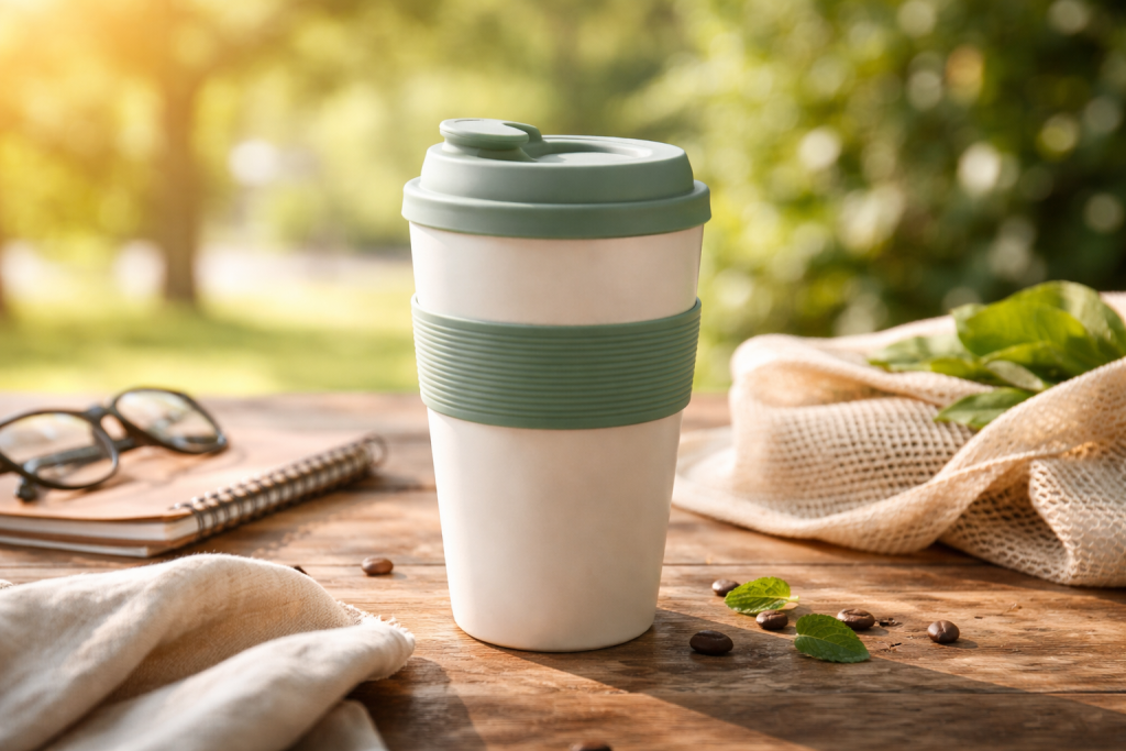 Tazza riutilizzabile con profili verde